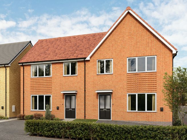 3 bedroom house (right) - artist's impression subject to change. Please note that the above computer generated image is representative of the house type and not necessarily the specified plot as some details may vary.